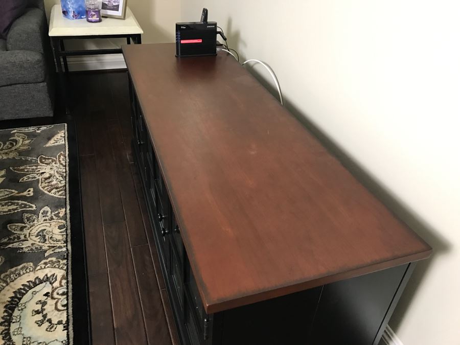 Credenza Media Cabinet With Lower Storage Glass Doors 62'W [Photo 6]