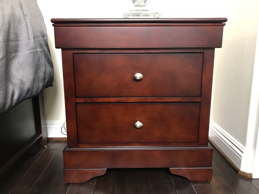 Pair Of Contemporary Nightstands With Metal Pulls - Never Used Guest Room