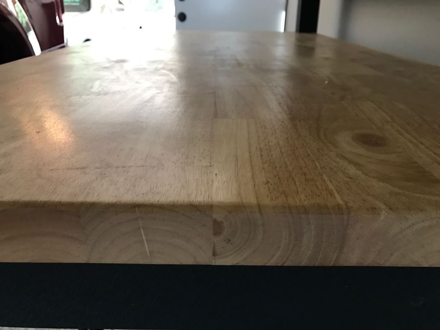 Heavy Duty Garage Butcher Block Top Workbench With Top Lockable Lockers On Heavy Duty Casters Like New [Photo 13]