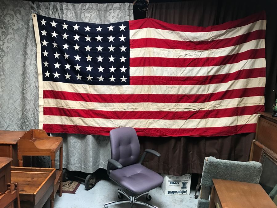 JUST ADDED - Large 5' X 9' Vintage 48 Star American Flag [Photo 1]