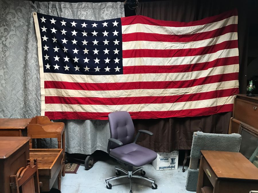 JUST ADDED - Large 5' X 9' Vintage 48 Star American Flag [Photo 4]