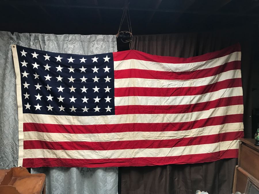 JUST ADDED - Large 5' X 9' Vintage 48 Star American Flag [Photo 2]