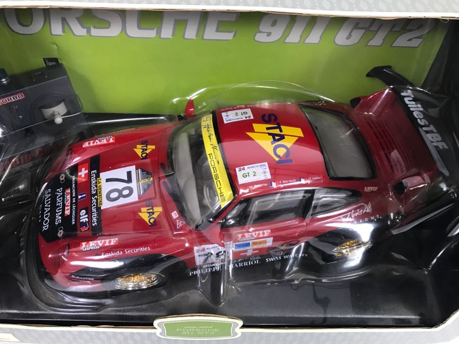  	JUST ADDED - Porsche 911 GT2 Remoted Controlled Car In Box - Body Of Car Appears To Be Damaged Inside Box [Photo 8]