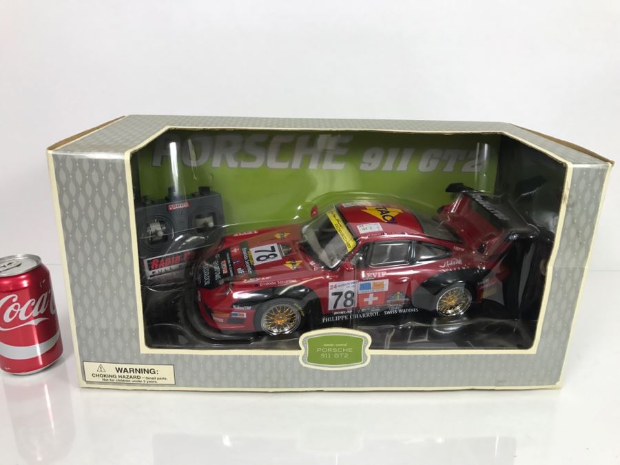  	JUST ADDED - Porsche 911 GT2 Remoted Controlled Car In Box - Body Of Car Appears To Be Damaged Inside Box