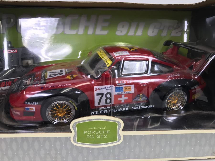  	JUST ADDED - Porsche 911 GT2 Remoted Controlled Car In Box - Body Of Car Appears To Be Damaged Inside Box [Photo 3]