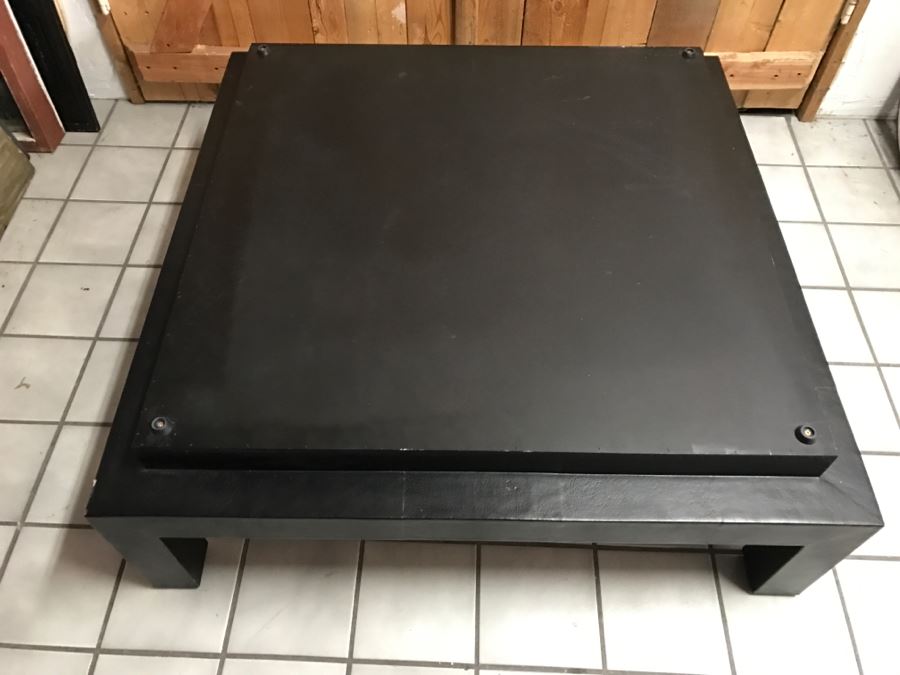 JUST ADDED - Italian Black Marble Top Cocktail Table METROPOLIS - Slight Crack In Marble Top - Comes With Extra Marble Top In Shipping Crate 43' X 43' [Photo 21]