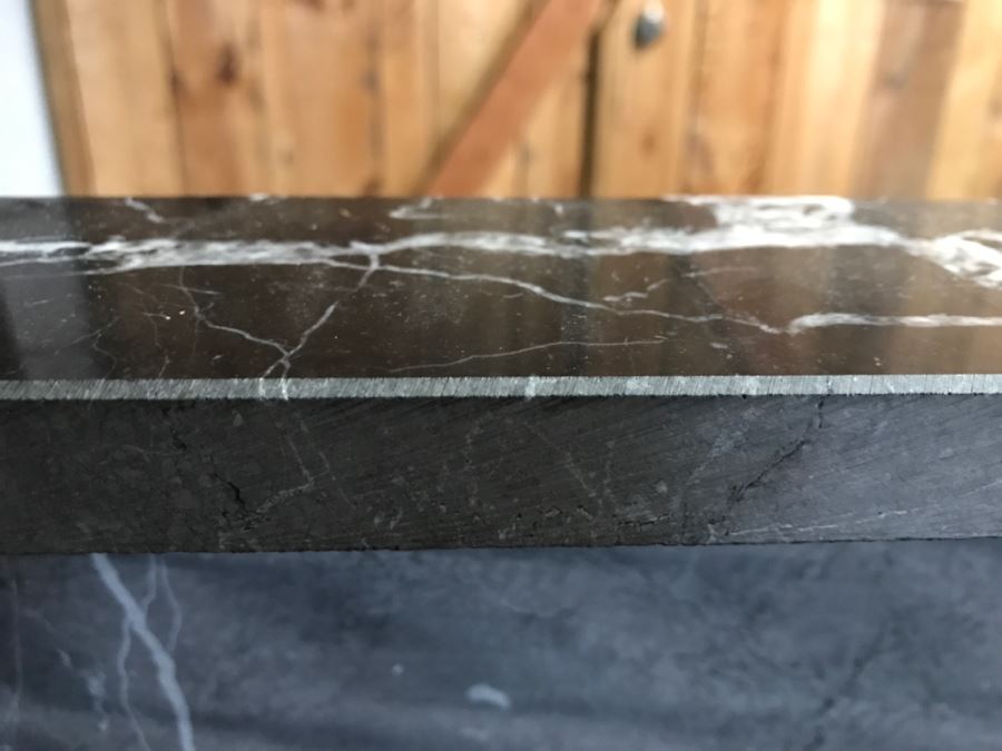 JUST ADDED - Italian Black Marble Top Cocktail Table METROPOLIS - Slight Crack In Marble Top - Comes With Extra Marble Top In Shipping Crate 43' X 43' [Photo 8]