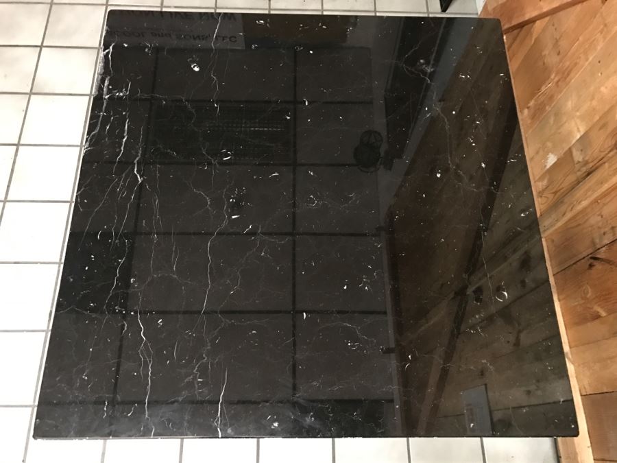 JUST ADDED - Italian Black Marble Top Cocktail Table METROPOLIS - Slight Crack In Marble Top - Comes With Extra Marble Top In Shipping Crate 43' X 43' [Photo 14]