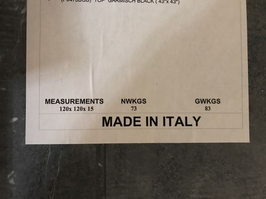 JUST ADDED - Italian Black Marble Top Cocktail Table METROPOLIS - Slight Crack In Marble Top - Comes With Extra Marble Top In Shipping Crate 43' X 43' [Photo 5]