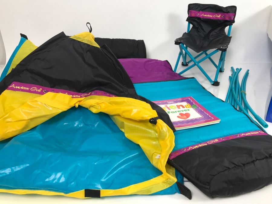 JUST ADDED - American Girl Doll Camping Set With Tent, Sleeping Bag And Folding Chair [Photo 1]