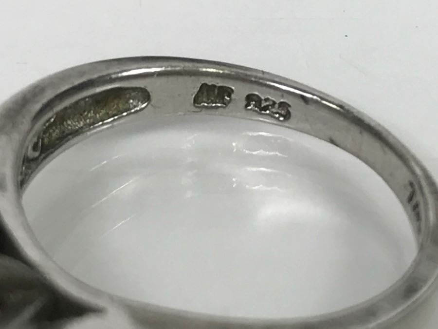 JUST ADDED - Sterling Silver 6 Prong Clear Center Stone Flanked On Each Side With 4 Graduated Clear Channel Set Stones 3.6g [Photo 7]