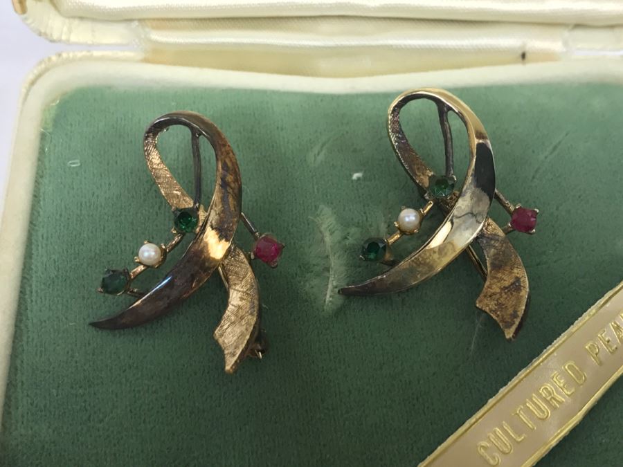 JUST ADDED - Pair Of Silver Tone Brooches [Photo 3]