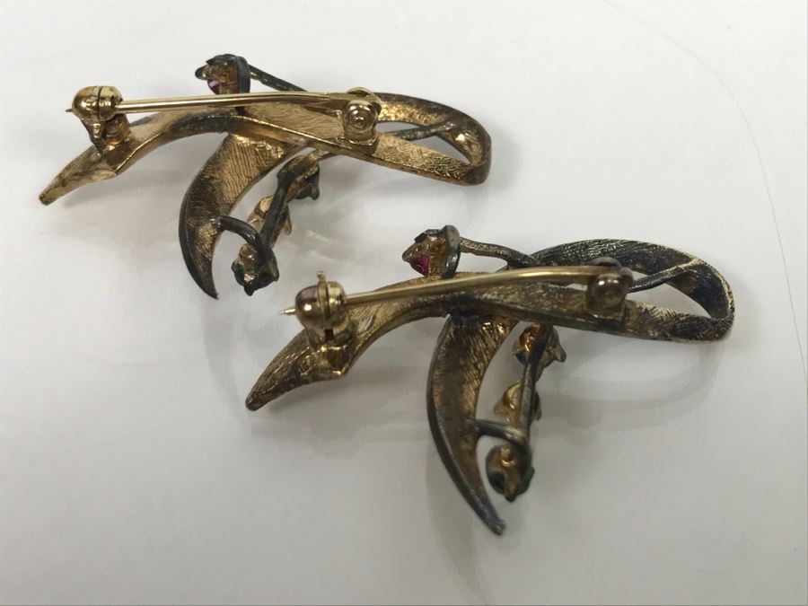 JUST ADDED - Pair Of Silver Tone Brooches [Photo 4]