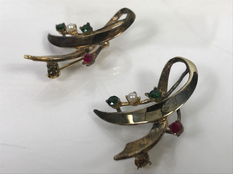 JUST ADDED - Pair Of Silver Tone Brooches [Photo 6]