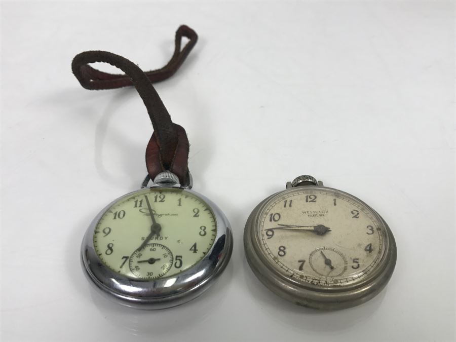 JUST ADDED - Pair Of Pocket Watches - Ingraham And Westclox Pocket Ben (Broken Glass) [Photo 2]