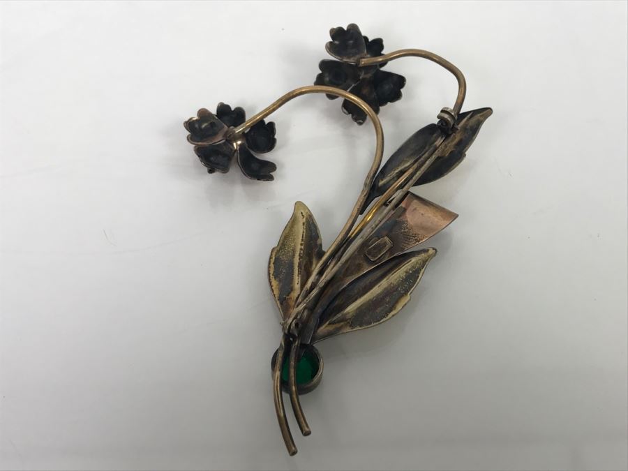 JUST ADDED - Vintage 1/20 12K GF On Silver Floral Brooch [Photo 7]