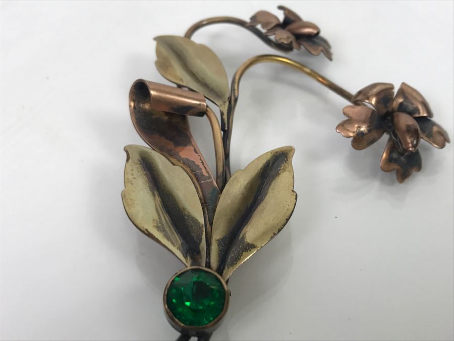 JUST ADDED - Vintage 1/20 12K GF On Silver Floral Brooch [Photo 6]