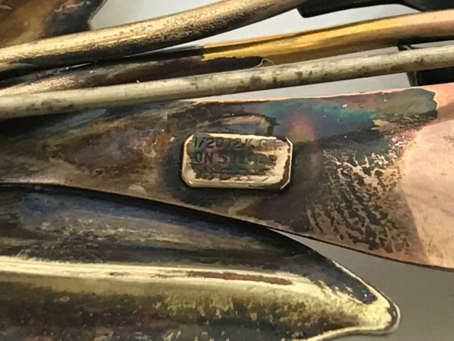 JUST ADDED - Vintage 1/20 12K GF On Silver Floral Brooch [Photo 9]