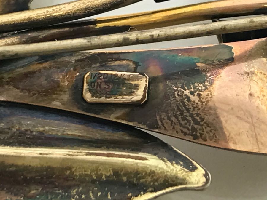 JUST ADDED - Vintage 1/20 12K GF On Silver Floral Brooch [Photo 8]