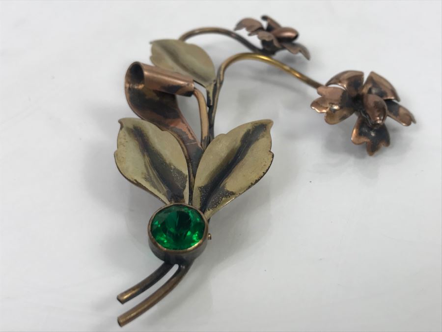 JUST ADDED - Vintage 1/20 12K GF On Silver Floral Brooch [Photo 5]