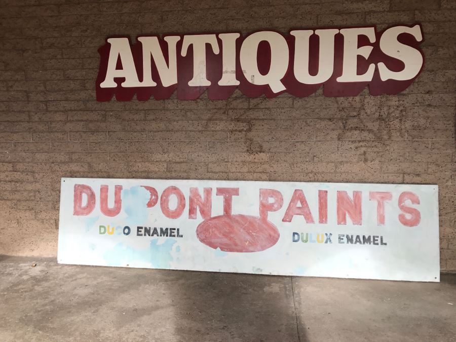 JUST ADDED - Large 15'L x 36'H Embossed Metal DUPONT PAINTS Painted Sign DUCO ENAMEL DULUX ENAMEL [Photo 2]
