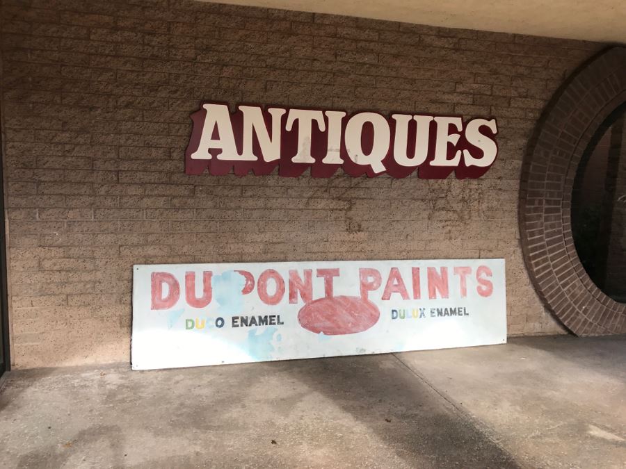 JUST ADDED - Large 15'L x 36'H Embossed Metal DUPONT PAINTS Painted Sign DUCO ENAMEL DULUX ENAMEL [Photo 11]