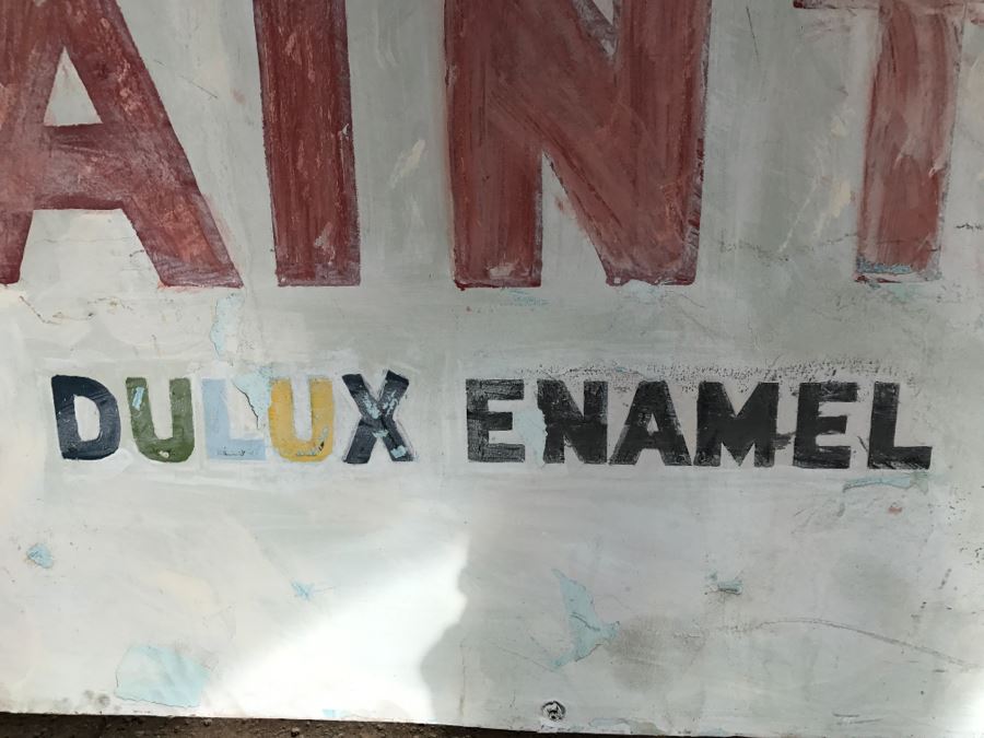 JUST ADDED - Large 15'L x 36'H Embossed Metal DUPONT PAINTS Painted Sign DUCO ENAMEL DULUX ENAMEL [Photo 4]