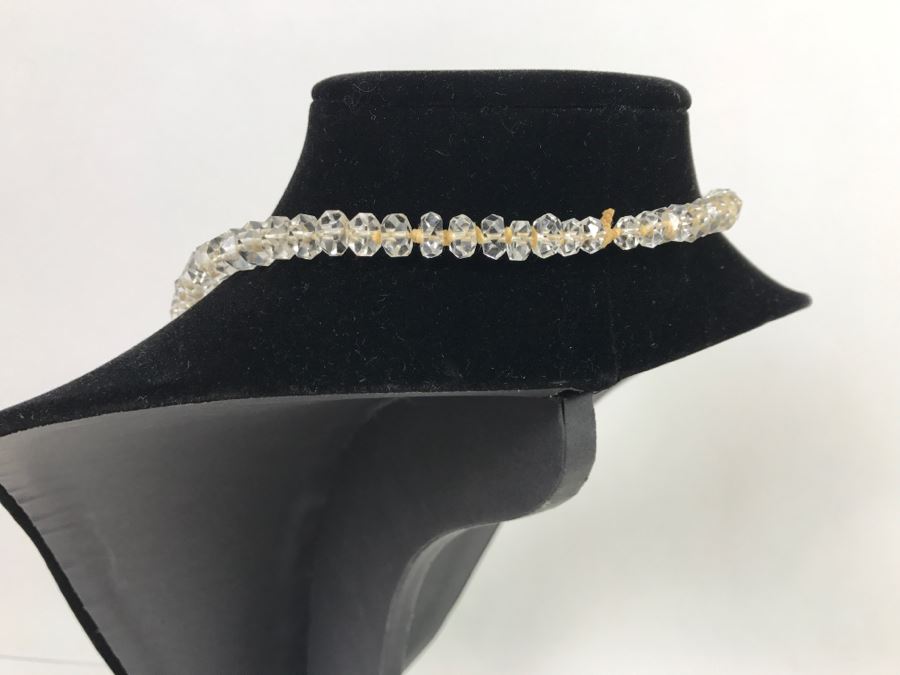 JUST ADDED - Richelieu Graduated Clear Faceted Crystal Continuos Necklace 28' Long From 14.9mm To 8.99mm Individually Knotted With Original Purple Clamshell Case [Photo 8]