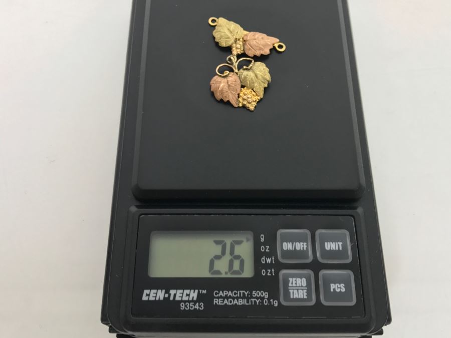 JUST ADDED - 10-12K Yellow Gold Grape Design Pendant Black Hills Gold J. Co 2.6g [Photo 9]