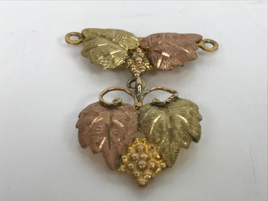 JUST ADDED - 10-12K Yellow Gold Grape Design Pendant Black Hills Gold J. Co 2.6g [Photo 3]