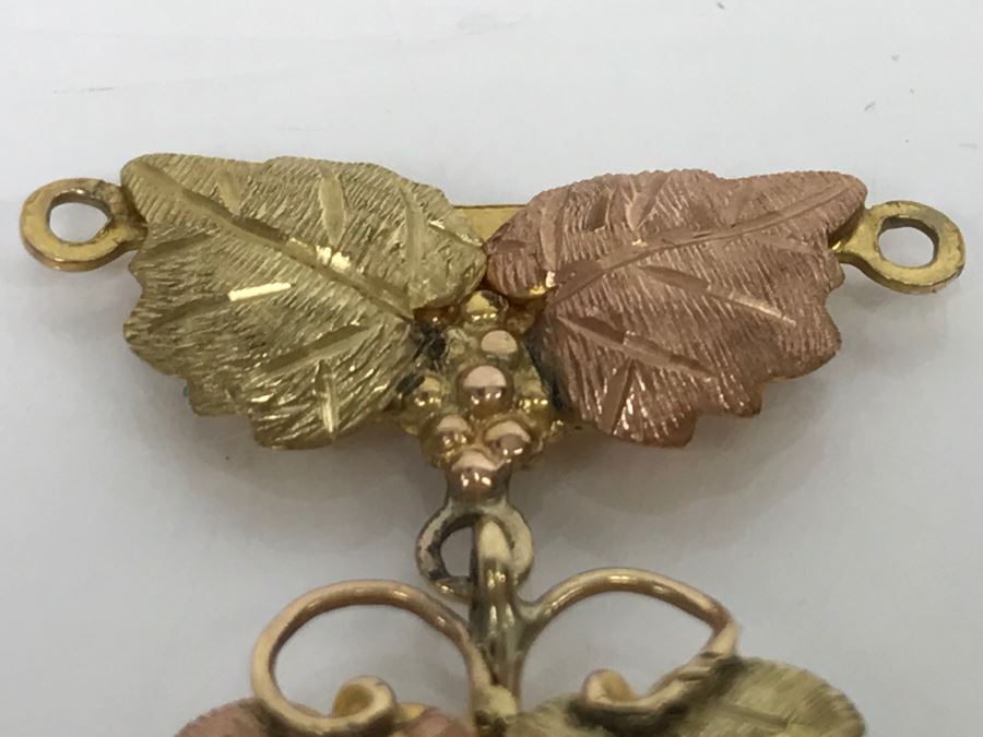 JUST ADDED - 10-12K Yellow Gold Grape Design Pendant Black Hills Gold J. Co 2.6g [Photo 6]