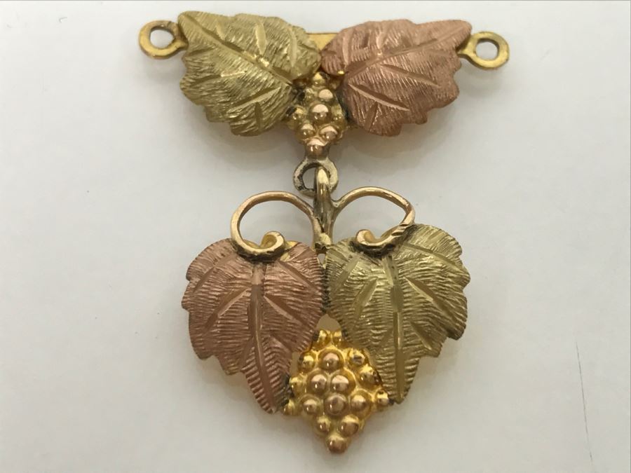 JUST ADDED - 10-12K Yellow Gold Grape Design Pendant Black Hills Gold J. Co 2.6g [Photo 7]