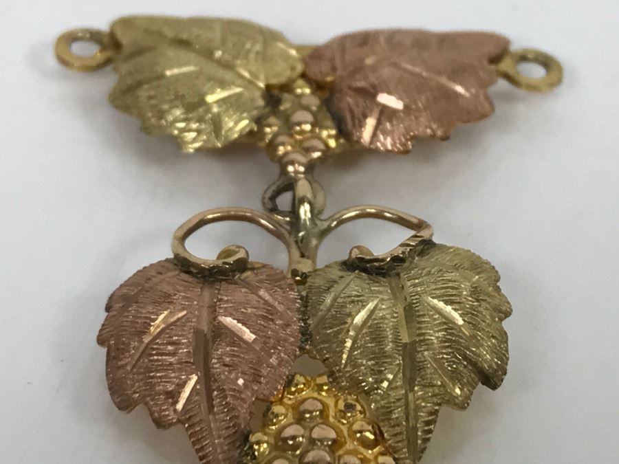 JUST ADDED - 10-12K Yellow Gold Grape Design Pendant Black Hills Gold J. Co 2.6g [Photo 5]