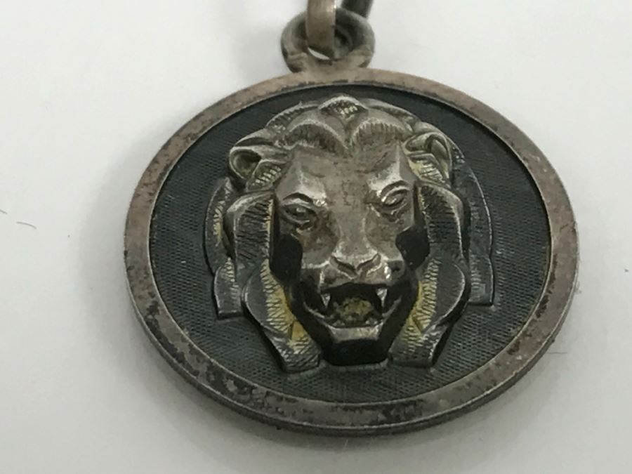 JUST ADDED - Pair Of Sterling Silver Pendants - Lions Head And Native American Design 5.5g [Photo 5]