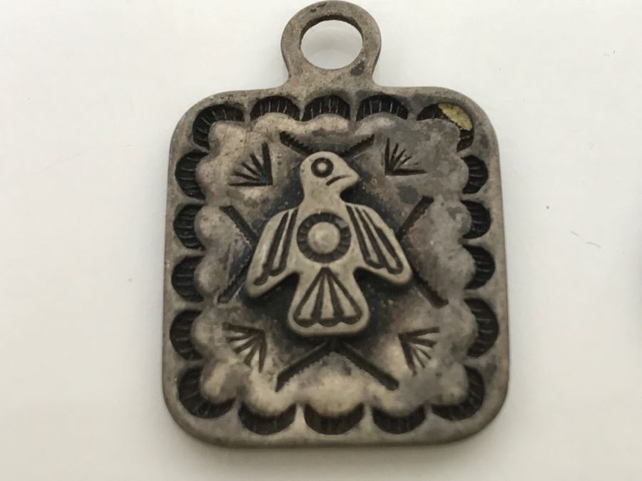 JUST ADDED - Pair Of Sterling Silver Pendants - Lions Head And Native American Design 5.5g [Photo 3]