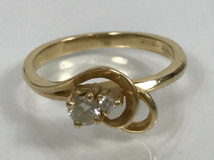 JUST ADDED - 14k Gold Diamond Ring With 3.16mm Diamond And 1.61mm ...