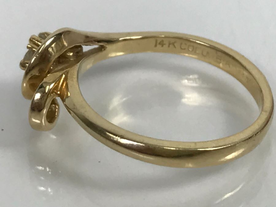JUST ADDED - 14k Gold Diamond Ring With 3.16mm Diamond And 1.61mm Diamond Size 4 1.9g [Photo 11]