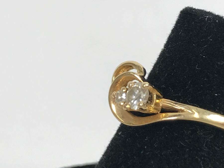 JUST ADDED - 14k Gold Diamond Ring With 3.16mm Diamond And 1.61mm Diamond Size 4 1.9g [Photo 7]