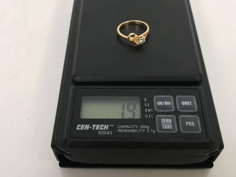 JUST ADDED - 14k Gold Diamond Ring With 3.16mm Diamond And 1.61mm Diamond Size 4 1.9g [Photo 17]