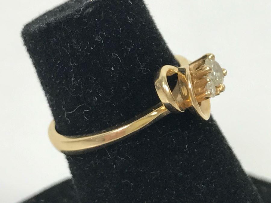 JUST ADDED - 14k Gold Diamond Ring With 3.16mm Diamond And 1.61mm Diamond Size 4 1.9g [Photo 3]