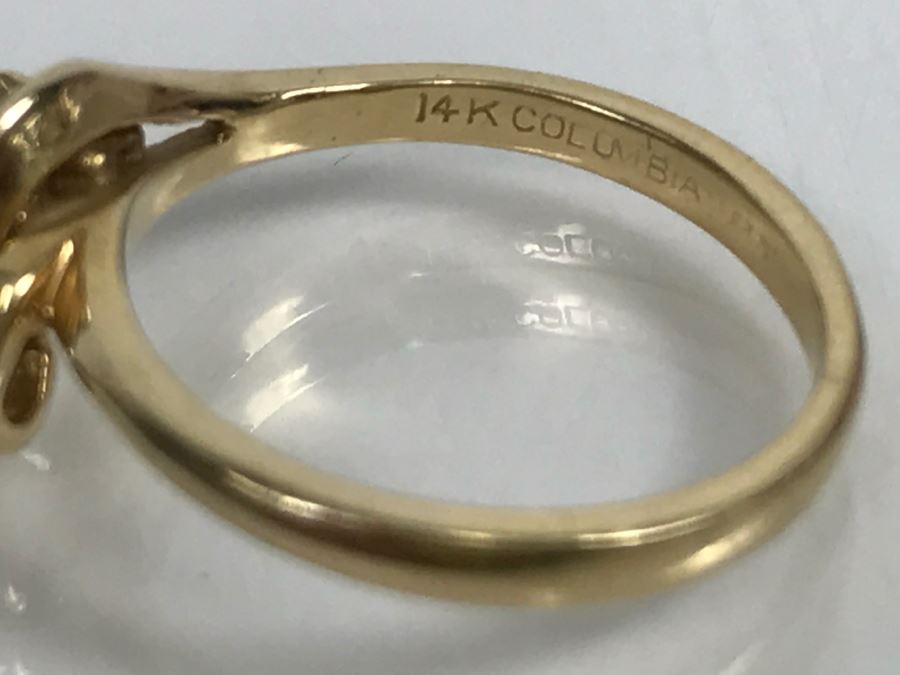 JUST ADDED - 14k Gold Diamond Ring With 3.16mm Diamond And 1.61mm Diamond Size 4 1.9g [Photo 10]