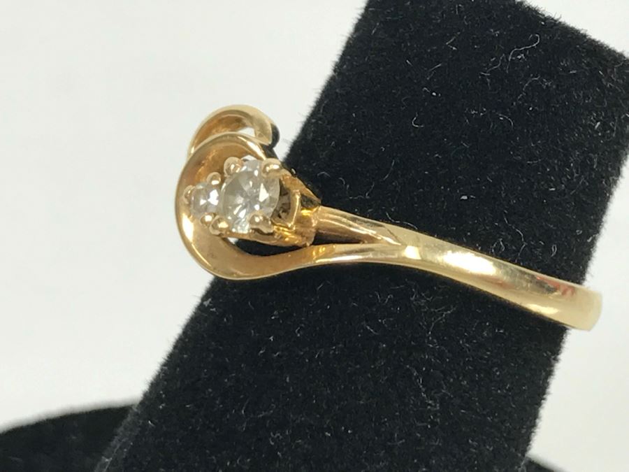 JUST ADDED - 14k Gold Diamond Ring With 3.16mm Diamond And 1.61mm Diamond Size 4 1.9g [Photo 6]