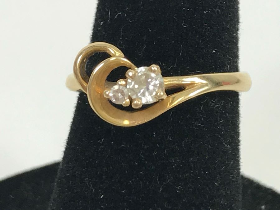 JUST ADDED - 14k Gold Diamond Ring With 3.16mm Diamond And 1.61mm ...