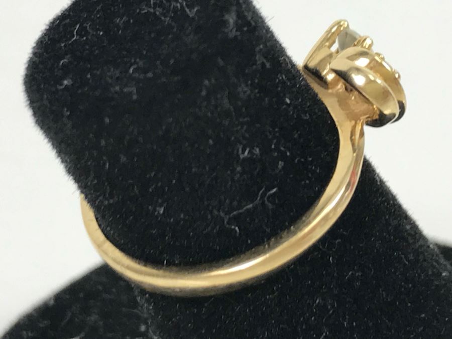 JUST ADDED - 14k Gold Diamond Ring With 3.16mm Diamond And 1.61mm Diamond Size 4 1.9g [Photo 4]