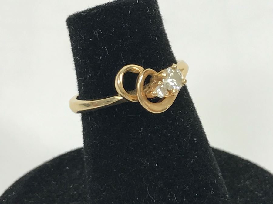 JUST ADDED - 14k Gold Diamond Ring With 3.16mm Diamond And 1.61mm ...