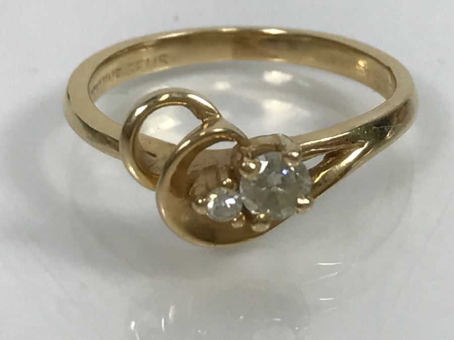 JUST ADDED - 14k Gold Diamond Ring With 3.16mm Diamond And 1.61mm ...