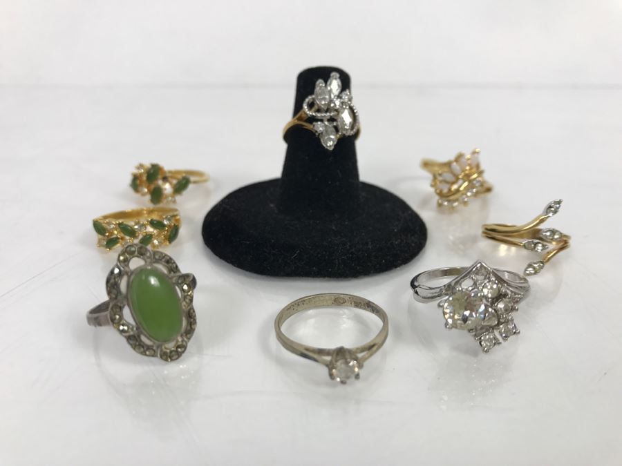 JUST ADDED - Assorted Collection Of (8) Women's Rings - Some Sterling Silver And Rolled Gold Rings [Photo 2]