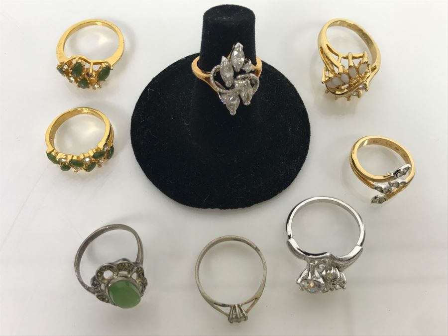 JUST ADDED - Assorted Collection Of (8) Women's Rings - Some Sterling Silver And Rolled Gold Rings [Photo 13]