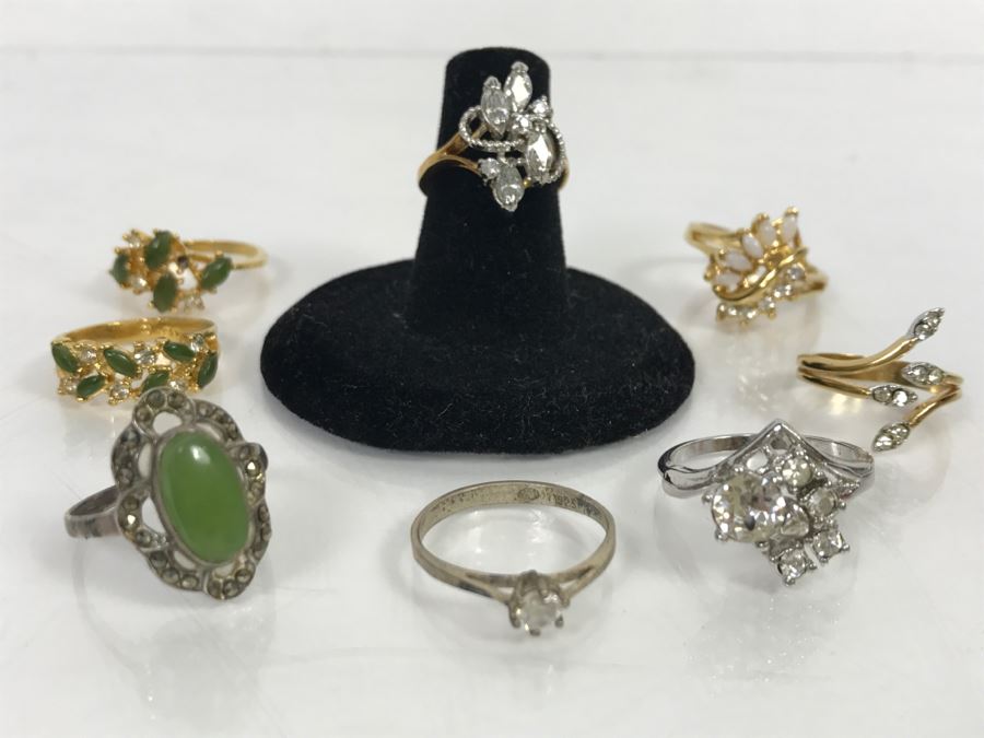 JUST ADDED - Assorted Collection Of (8) Women's Rings - Some Sterling Silver And Rolled Gold Rings [Photo 3]