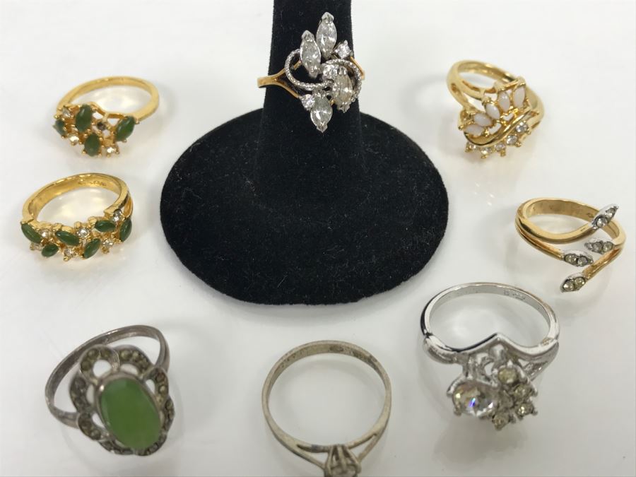 JUST ADDED - Assorted Collection Of (8) Women's Rings - Some Sterling Silver And Rolled Gold Rings [Photo 14]